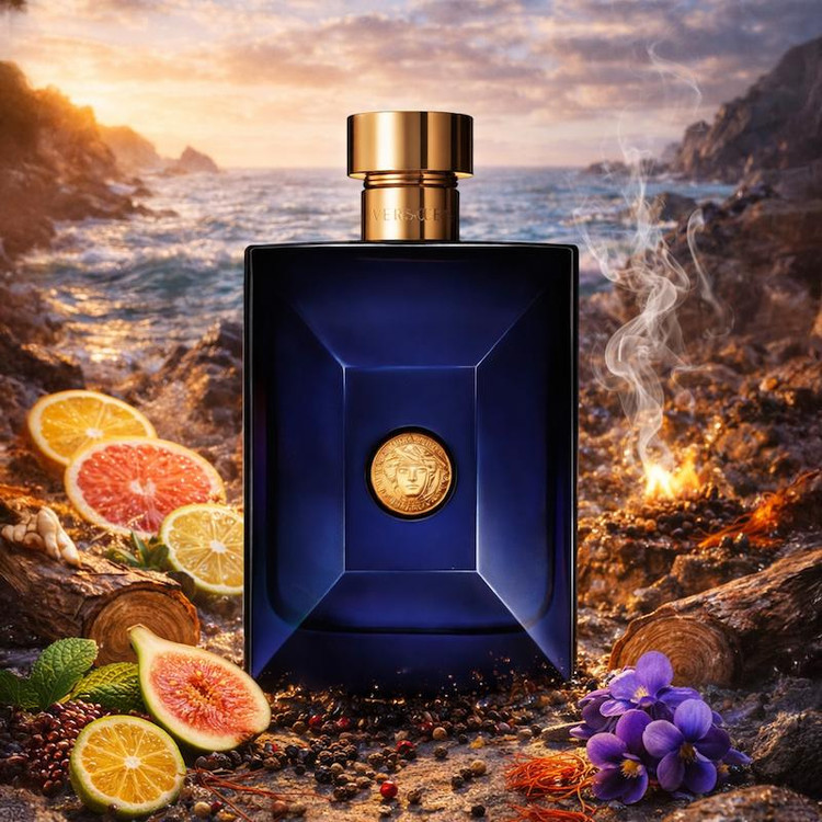 عطر ادکلن ورساچه دیلان بلو نواره با رایحه آروماتیک، چوبی و کمی مرکباتی | Novare Versace Dylan Blue with aromatic woody citrus notes
