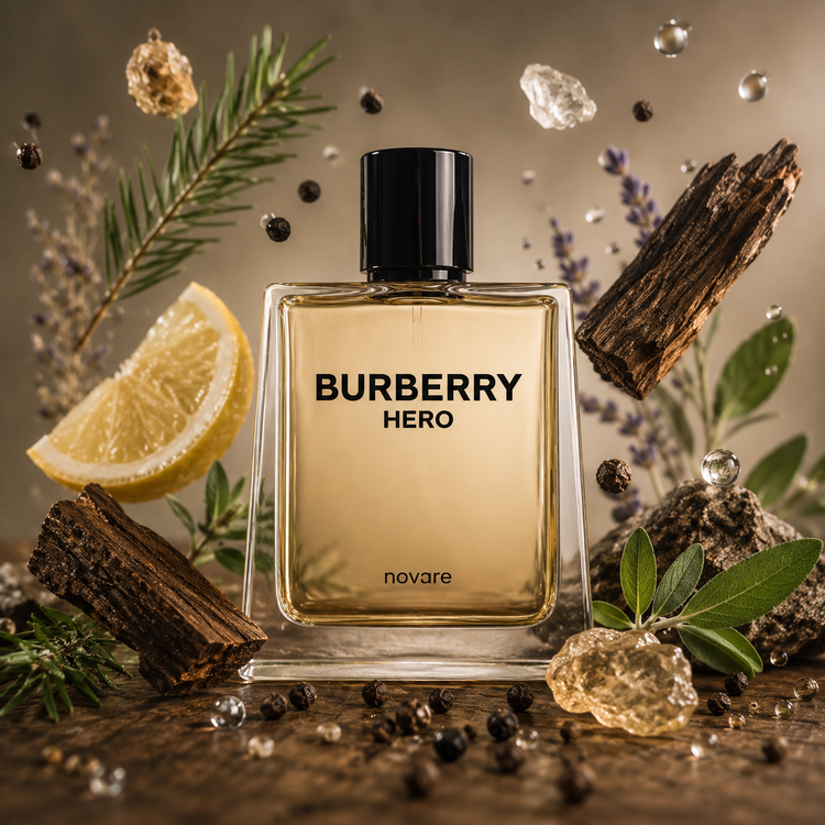 با رایحه چوبی، صنوبر و ادویهای | Novare Burberry Hero with woody cedar spicy notes