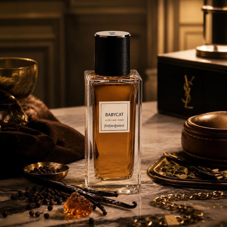 با رایحه وانیلی، جیر و ادویهای | Novare Yves Saint Laurent Babycat with vanilla suede spicy notes